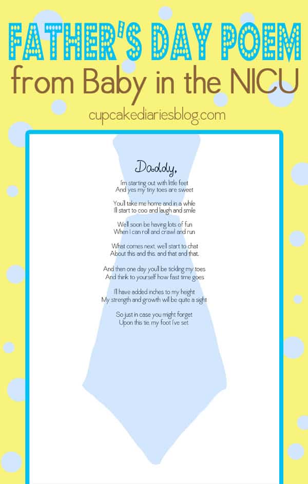 fathers day poem gift from baby in the nicu cupcake diaries