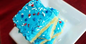 Your Fourth of July dessert table needs these Patriotic Sugar Cookie Bars! This is a perfectly chewy cookie bar that you will want to make all year long.