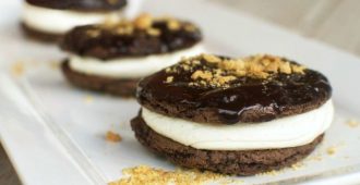 S'more Whoopie Pies - Decadent cookie sandwiches that taste like a gooey s'more!