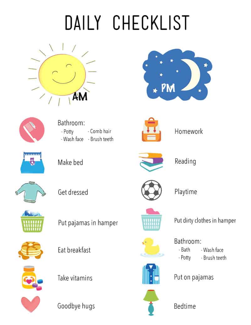 morning checklist for teens