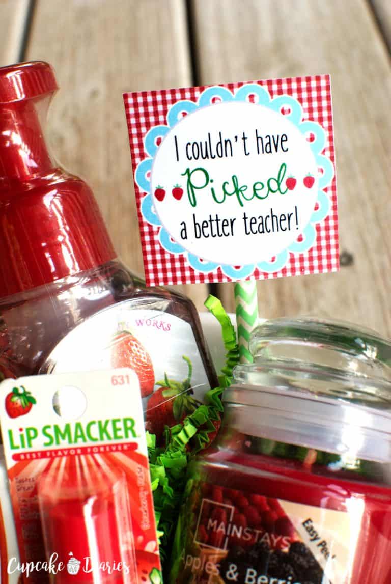 Strawberry Teacher Gift with Free Printable Tag