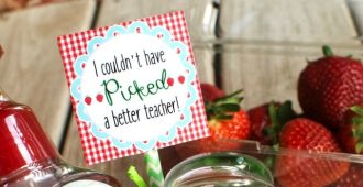 Strawberry Teacher Gift - Give your child's teacher the gift of strawberries! A bowl of strawberry-scented products is a fun way to thank your child's teacher at the end of the school year.