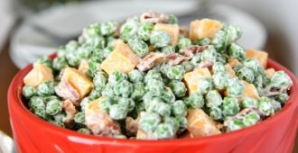 Green Pea Salad - Every picnic and BBQ needs a good side dish! Green Pea Salad is easy and the perfect chilled side dish for just about any meal.