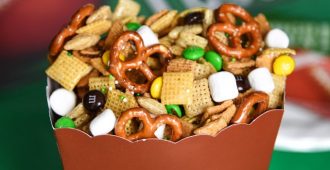 Football Chex Treat - Your game day party needs a sweet and salty treat! Football Chex Treat is the perfect game viewing snack for the whole family.