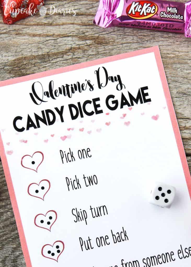 Valentine’s Day Candy Dice Game - Cupcake Diaries