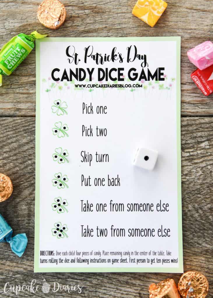 St. Patrick’s Day Candy Dice Game - Cupcake Diaries