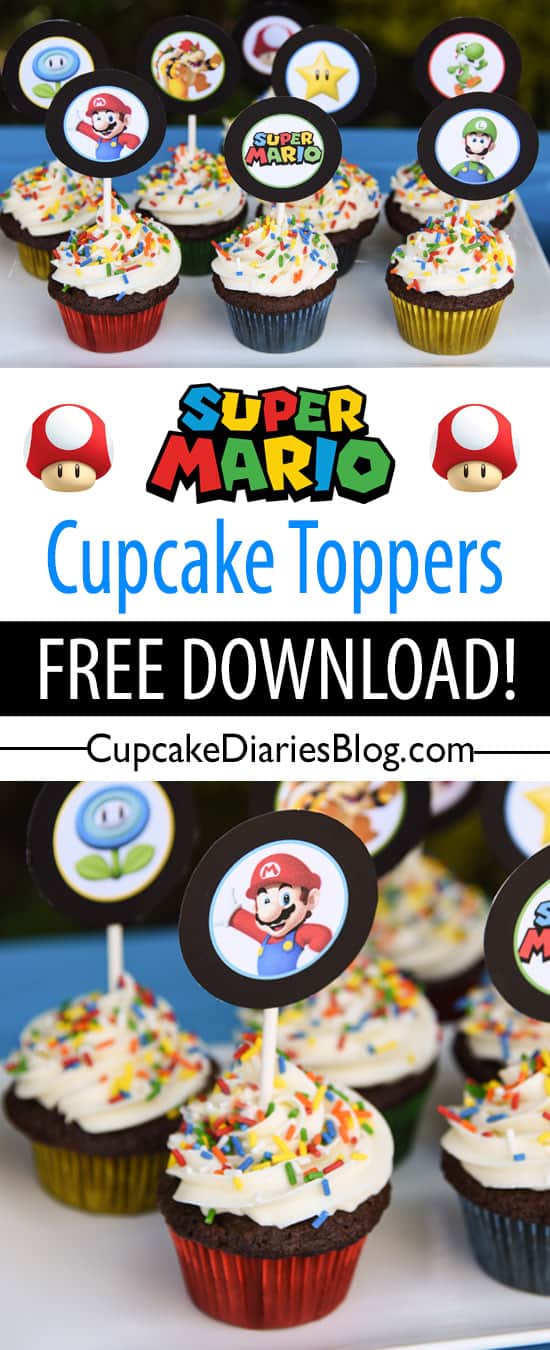 Super Mario Bros. Cupcakes with Free Printable Toppers - Cupcake Diaries