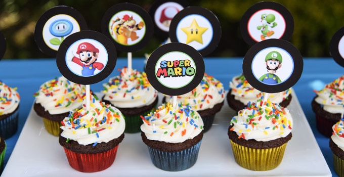 Super Mario Bros Cupcakes With Free Printable Toppers