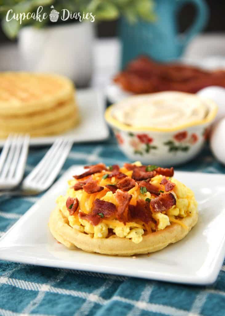 Waffle Breakfast Pizzas with Maple Butter - Cupcake Diaries