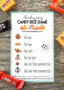 Thanksgiving Candy Dice Game – Printable Game for Kids - Cupcake Diaries