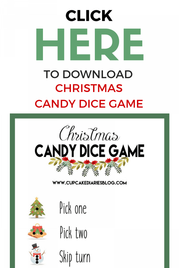 Christmas Candy Dice Game - Printable Game for Kids - Cupcake Diaries