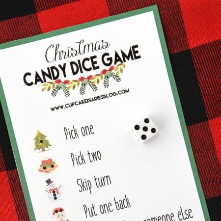 Christmas Candy Dice Game - Printable Game for Kids - Cupcake Diaries