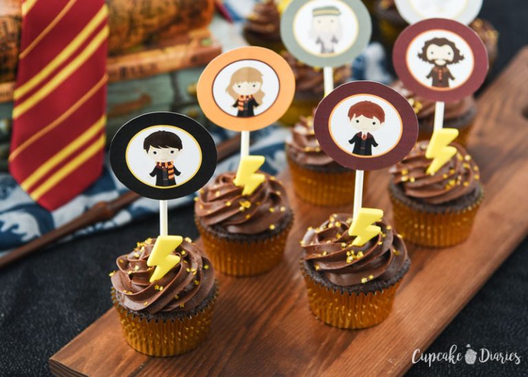 Harry Potter Cupcakes with Printable Toppers - Cupcake Diaries