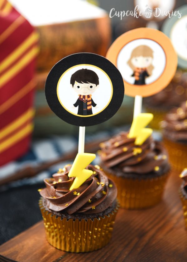 Harry Potter Cupcakes with Printable Toppers - Cupcake Diaries